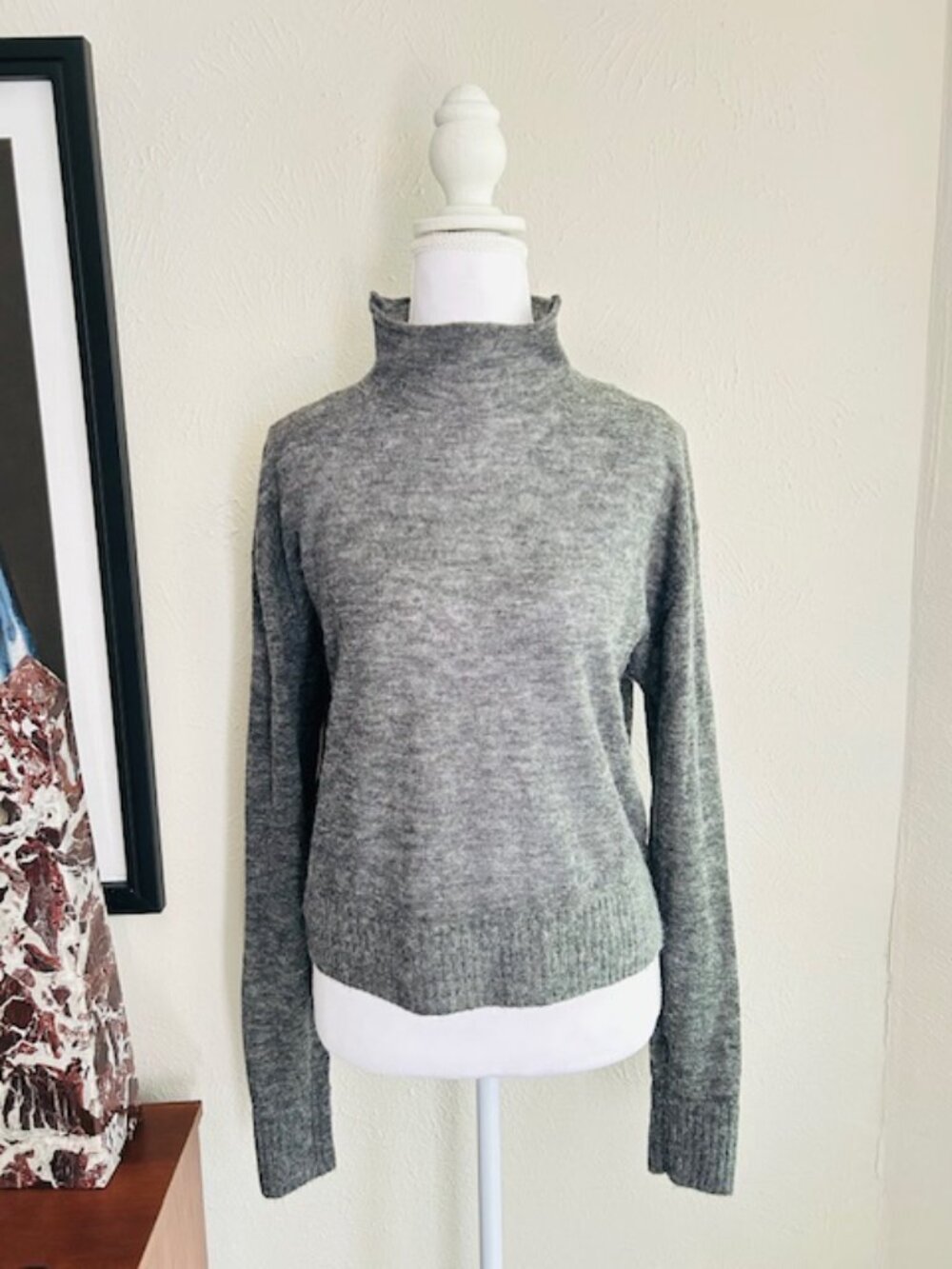 ZARA Grey Wool Alpaca Mock Turtleneck Sweater Medium